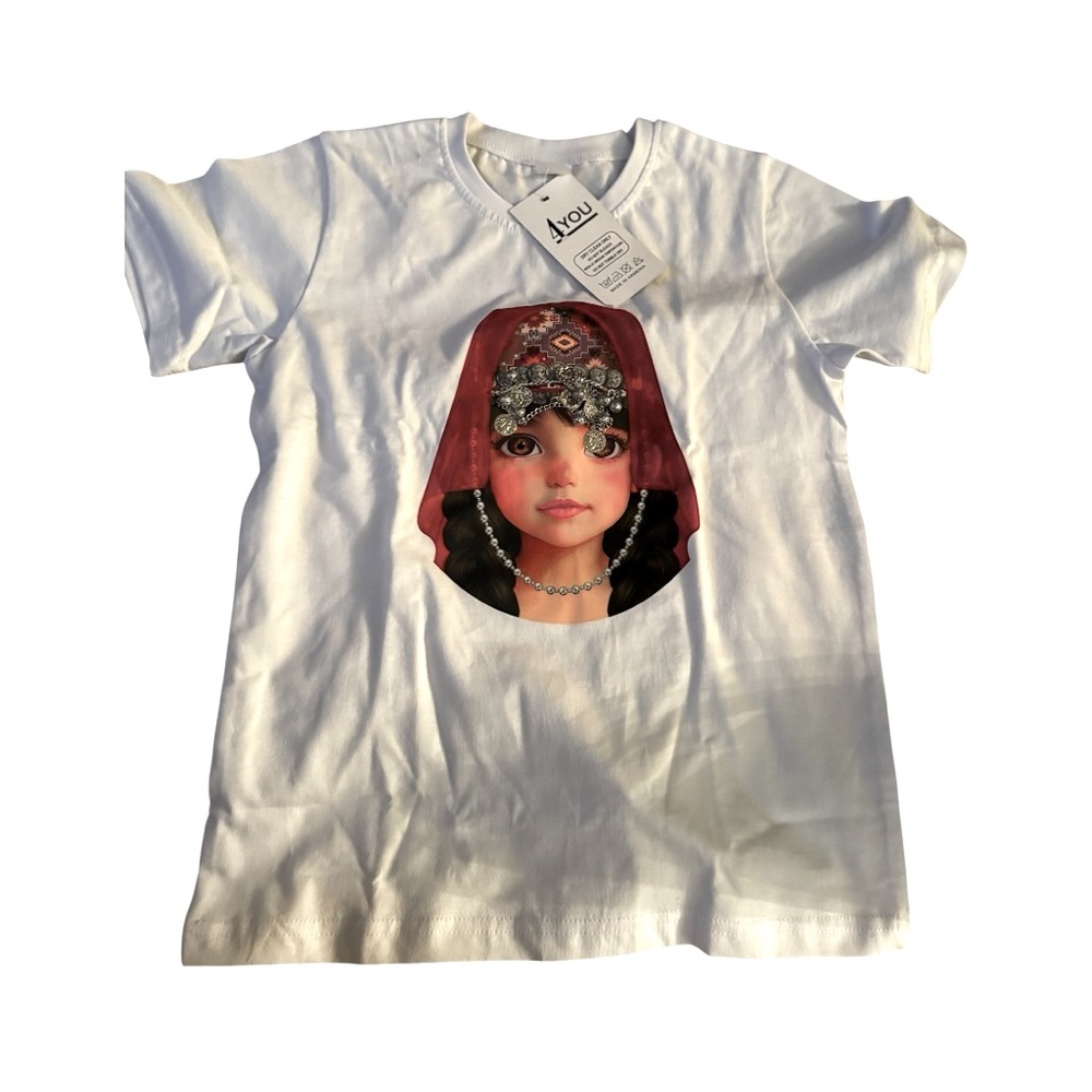 Handmade NWT “Armenian Girl” white t shirt
